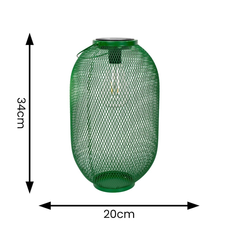 image 1 of ValueLights Solar Powered Outdoor Dark Green Metal Mesh Basket Garden Lantern Light