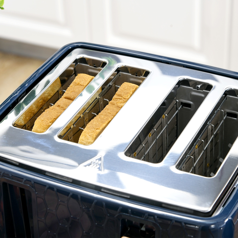 image 1 of HOMCOM Kettle and Toaster Set, 1.7L 3000W Fast Boil Jug Kettle with Auto Shut Off, 4 Slice Toaster with 7 Level Browning Controls & Crumb Tray, UK Otter Thermostat, Blue