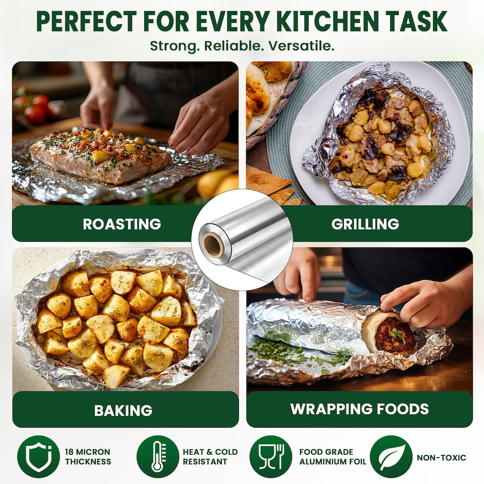image 1 of ECONX Heavy-Duty Kitchen Foil 75M X 30CM Aluminium Foil Roll Food Service & Catering 1 Roll