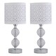 image 1 of First Choice Lighting Set of 2 Chrome Two Ball Table Lamps with White Cut Out Shades Chrome | White