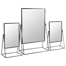 Harbour Housewares 3pc Dressing Table Mirror Set - 2 Sizes - Black - Makeup Mirror Bathroom Mirror Vanity Mirror Tabletop Mirror Black