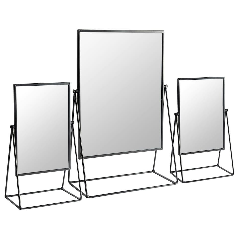 image 1 of Harbour Housewares 3pc Dressing Table Mirror Set - 2 Sizes - Black - Makeup Mirror Bathroom Mirror Vanity Mirror Tabletop Mirror Black