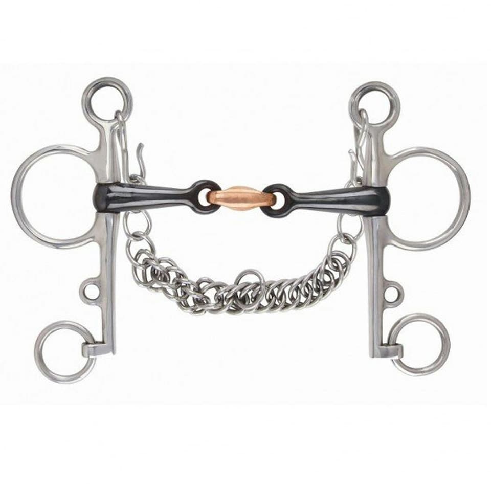 image 1 of Shires Sweet Iron Double-Jointed Horse Pelham Bit - Black - 5in