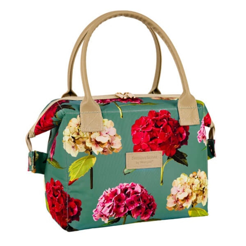 image 1 of Summerhouse by Navigate Sarah Kelleher Hydrangea Plantation Teal 2 in 1 Convertible Lunch Tote