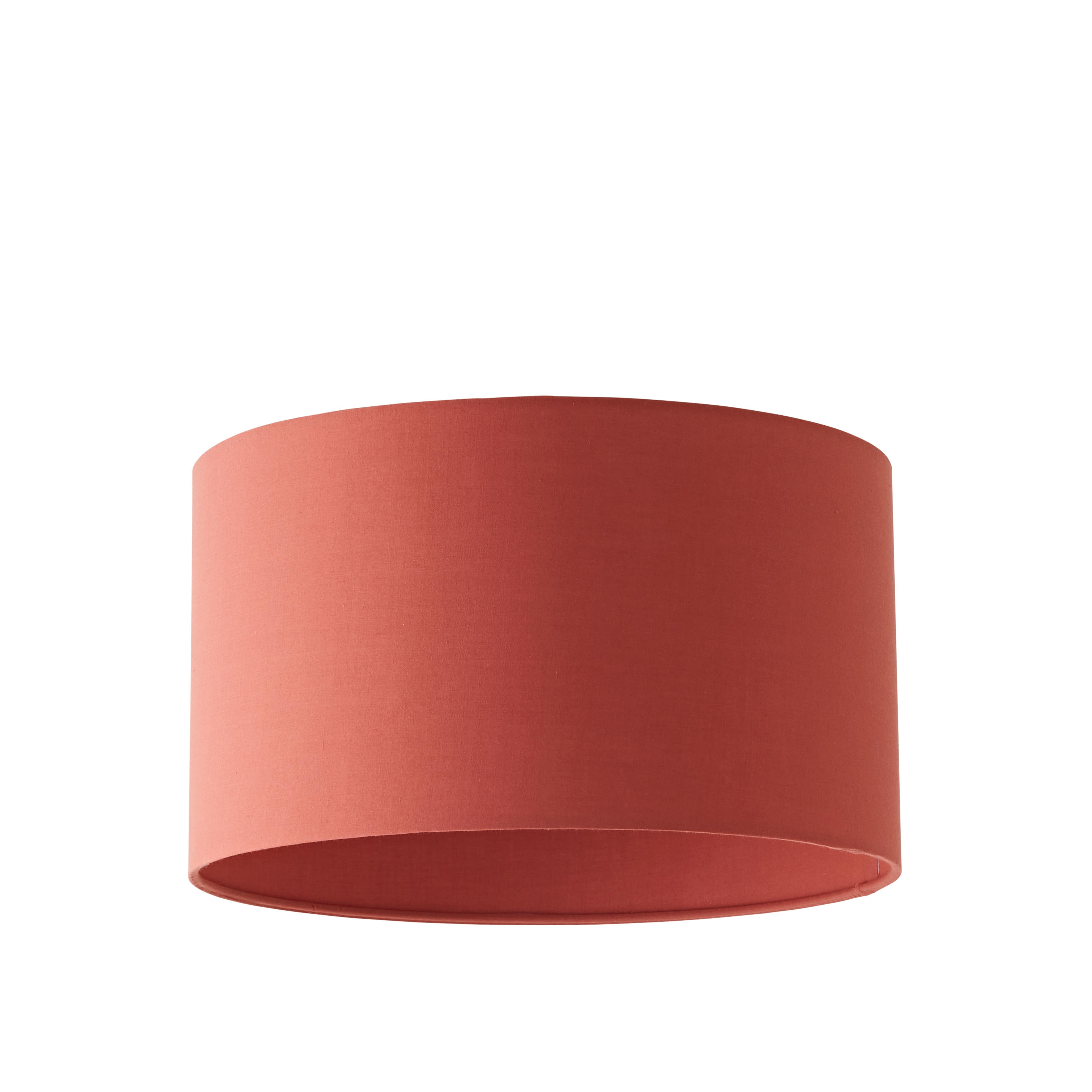 ValueLights Reni Rust Red Fabric Easy Fit Drum Ceiling Lamp Shade with LED Bulb in Burnt Orange | Size: Medium