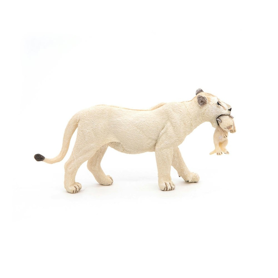 image 1 of PAPO Wild Animal Kingdom White Lioness with Cub Toy Figure