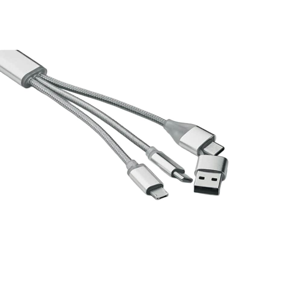 image 1 of MidOcean 4 in 1 Keyring Charging Cable - Silver - One Size
