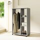 image 8 of HOMCOM Rolling Open Wardrobe Hanging Rail Storage Shelves for Clothes, Grey