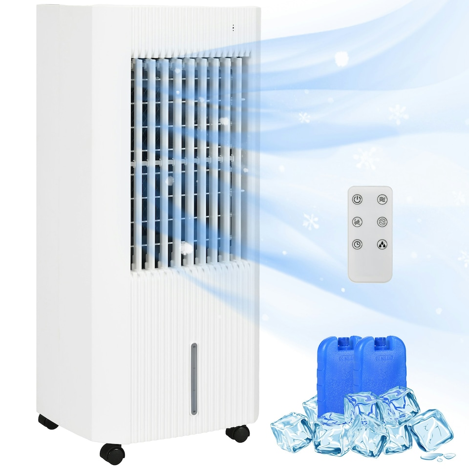 image 1 of HOMCOM Portable Air Cooler with Humidifier, Ice Packs, Oscillation, White