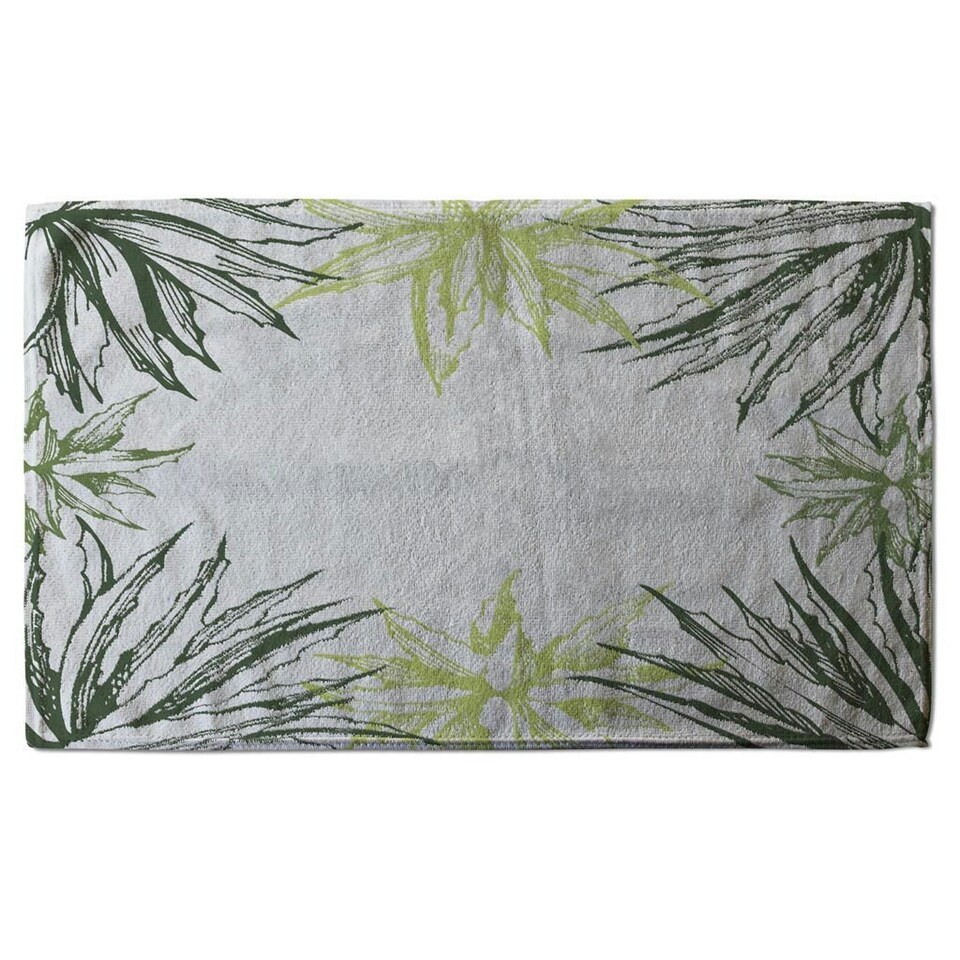 image 1 of Green Leaf Border (Kitchen Towel)