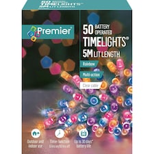 Premier Timelights Battery Operated Rainbow 5m Multi | Rainbow LEDs, Green Cable