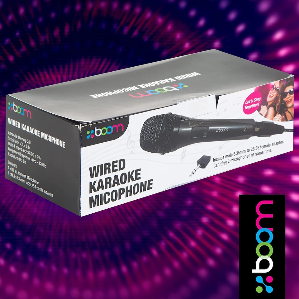 image 1 of PMS Wired Karaoke Microphone with 3m Cable and Adapter - Boom