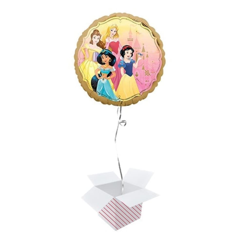 Disney Princesses Round Foil Helium Balloon - Inflated Balloon in a Box