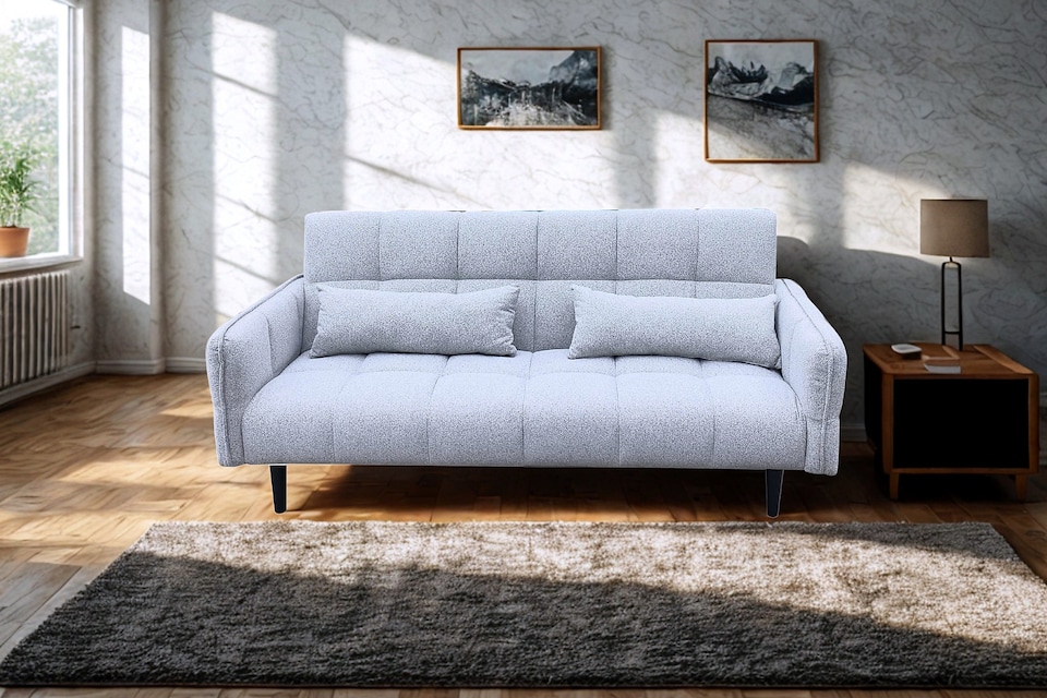 image 1 of Bello 2 Seater Sofa Bed in Grey or Silver | Silver | One Size
