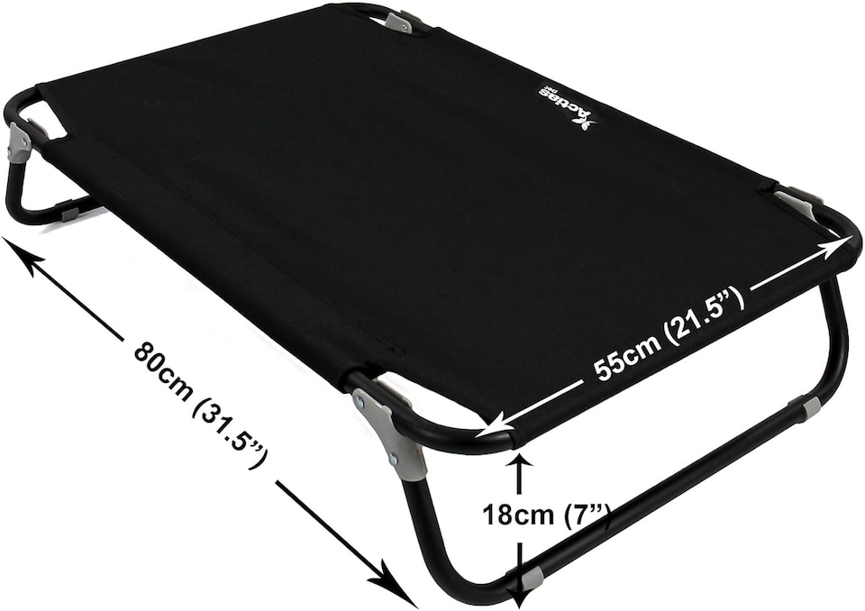 image 1 of Actiaspet Elevated Folding Dog Bed Indoor Outdoor Pet Cot Steel Frame (Black, Medium)