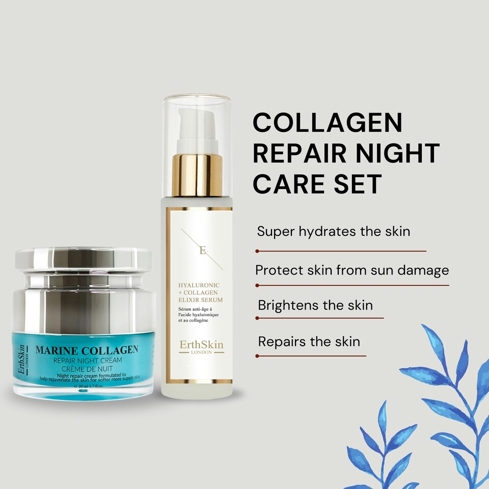 image 1 of Hyaluronic acid & Collagen Serum - 60ml + Marine Collagen Night Repair Cream 50ml