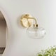 image 3 of ValueLights Amaia Pair of Brushed Gold IP44 Clear Ribbed Glass Wall Lights with LED Bulbs