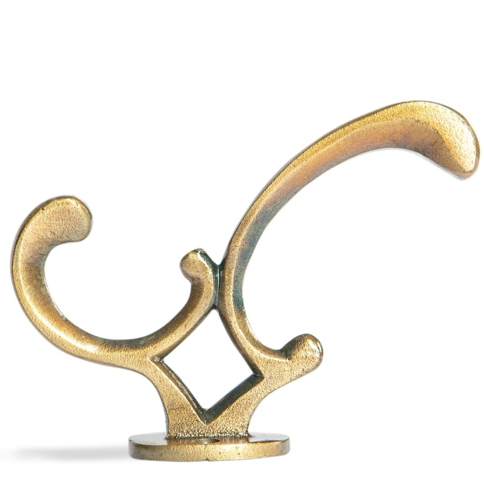 image 1 of Hammer & Tongs Ornamental Hat & Coat Hook - W30mm x H130mm - Brass