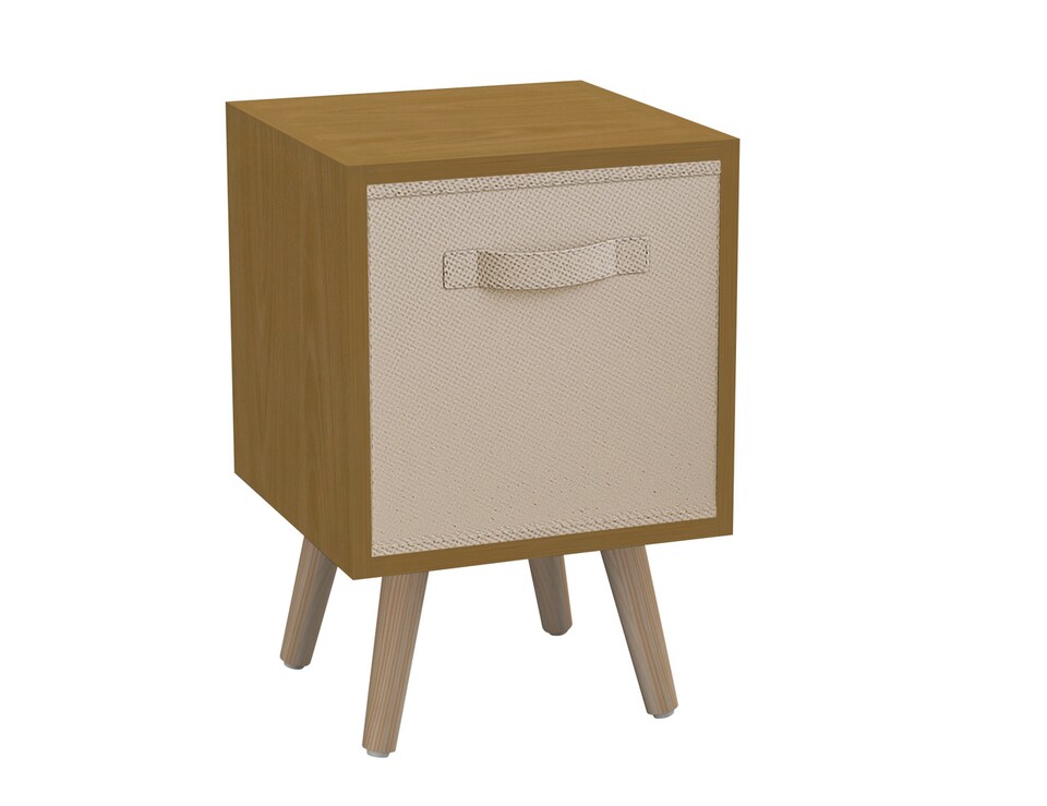 image 1 of Beech 1-Drawer Cube Shelving Unit with Scandinavian Legs | Cream | Beige & Pine | 1