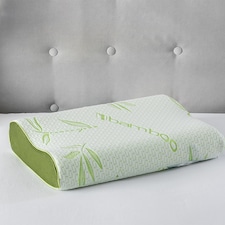 Small Bamboo Memory Foam Contour Neck Support Organic Orthopaedic Pillow Green