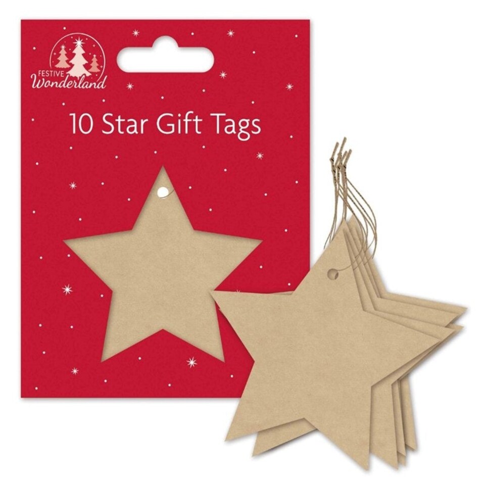 Pack of 10 Kraft Star Christmas Gift Tags
