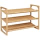 image 1 of HOMCOM 3-Tier Shoe Rack, Bamboo Shoe Storage Organizer with Slatted Shelves, Free Standing Shoe Shelf Stand for 9 Pairs of Shoes for Entryway, Hallway, Natural