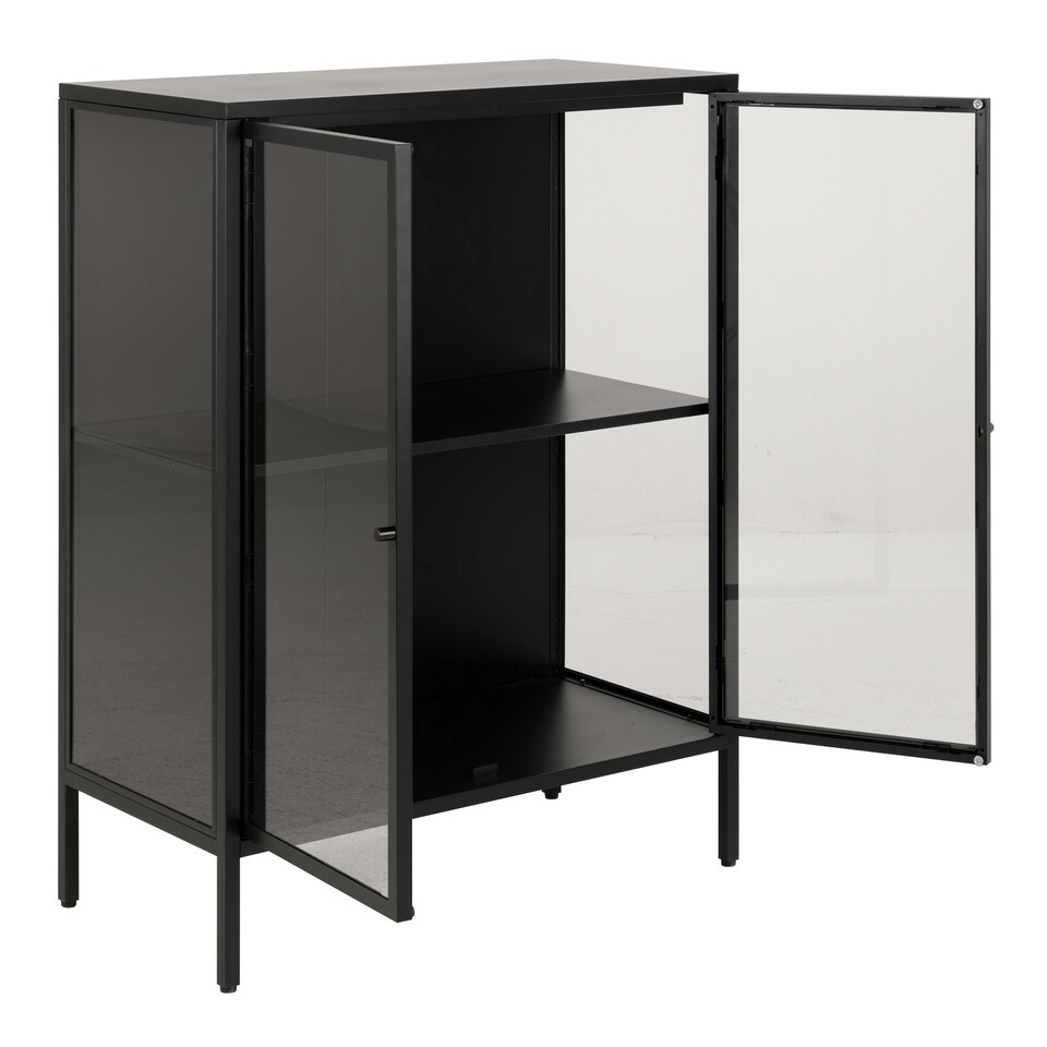 image 1 of Newcastle Low 2 Door Display Cabinet in Matt Black