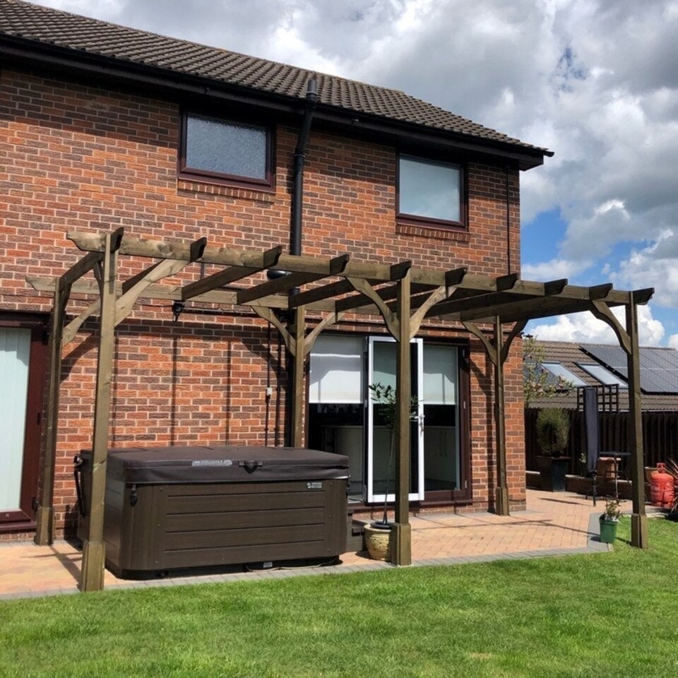 image 1 of Premium Pergola 6 Posts - Wood - L300 x W660 x H270 cm - Rustic Brown