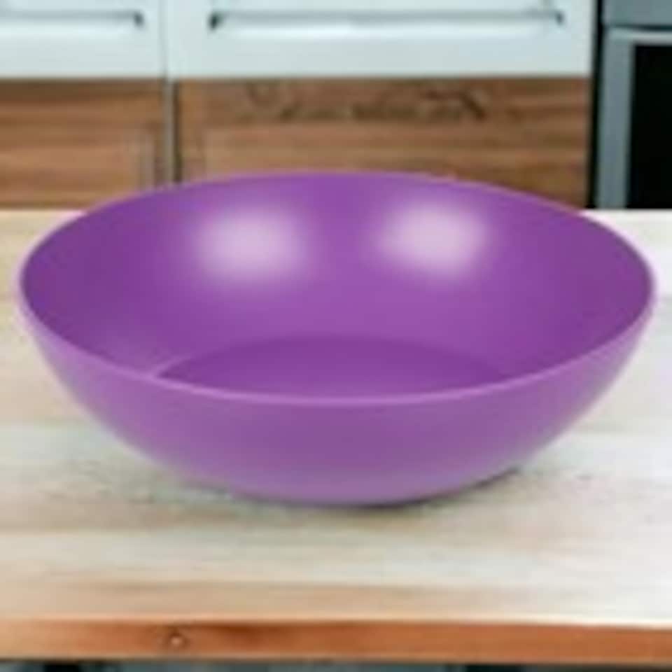 image 1 of 6 Unbreakable Plastic Deep Round Bowls Coloured Reusable Dinner and Picnic Plates | Purple | Purple | 6
