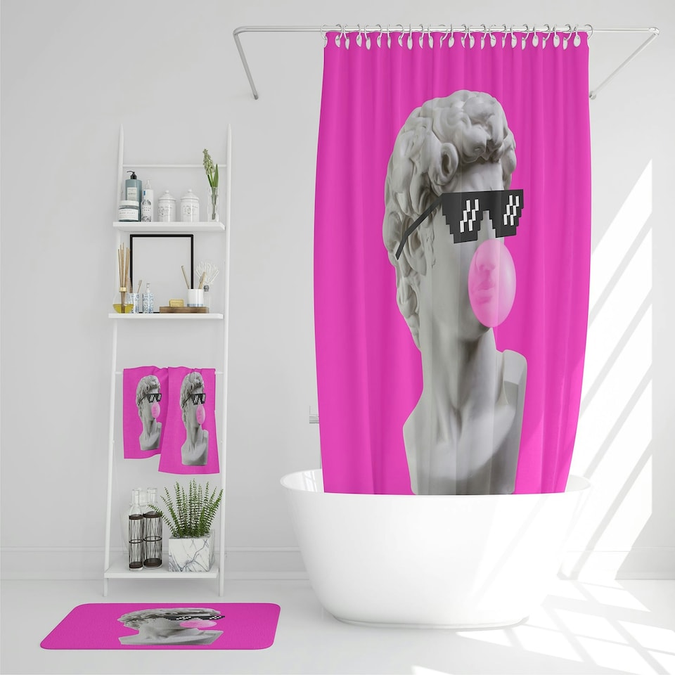 image 1 of Plaster statue, David's head in pixel glasses (Bathroom Set)