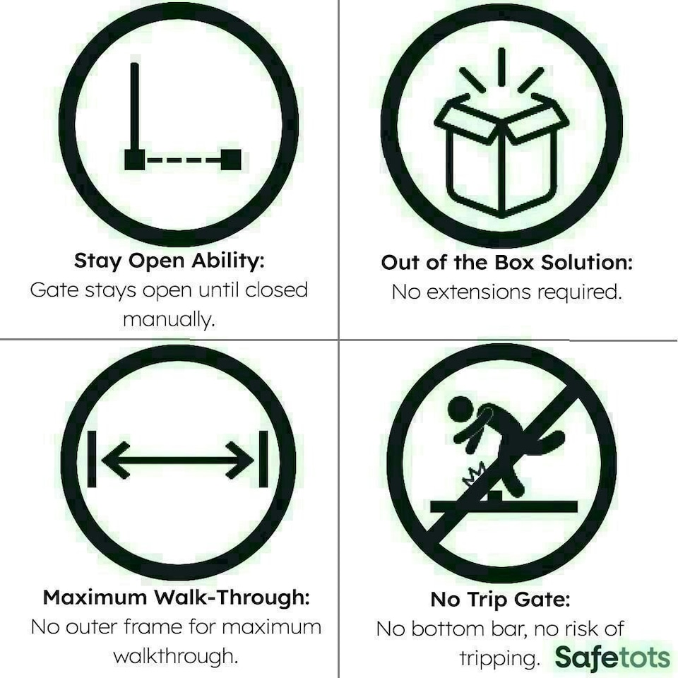 image 1 of Safetots Simply Secure Wooden Gate, 72cm - 79cm, White, Wooden Stair Gate, Screw Fit Baby Gate, Safety Barrier