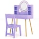 image 4 of COSTWAY Kids Vanity Set Princess Vanity Desk Set Purple