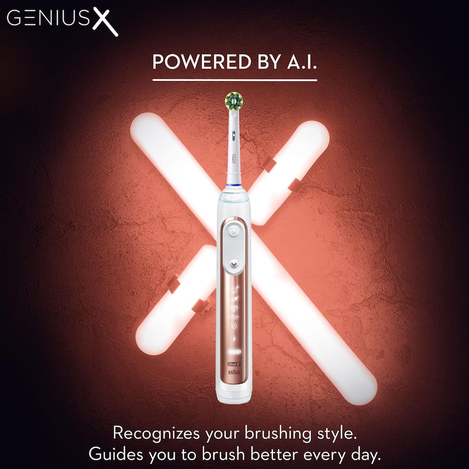 image 1 of Oral-B Genius X Smart Rechargeable Toothbrush with Travel Case, Rose Gold