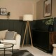 image 3 of ValueLights Barbro Wood Tripod Floor Lamp Cream Boucle Shade