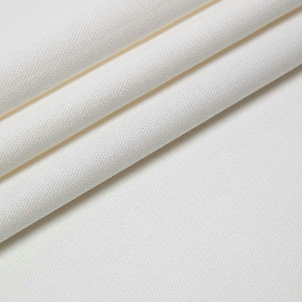 image 1 of Homescapes Pure Cotton Plain Off White Fabric 150 cm Wide | White | 150cm(60") wide, sold per metre length