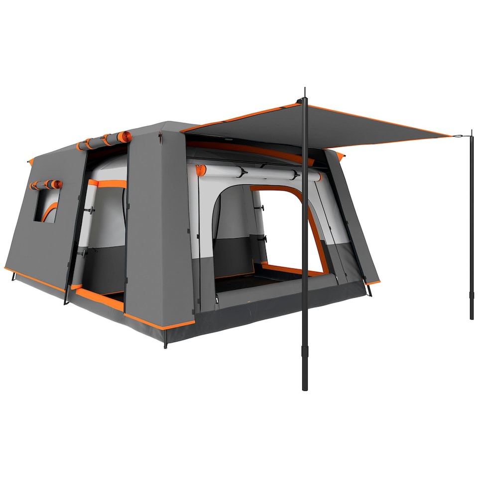 image 1 of Outsunny 4-6 Man Camping Tent with 2 Bedroom, 3000mm Waterproof, Grey
