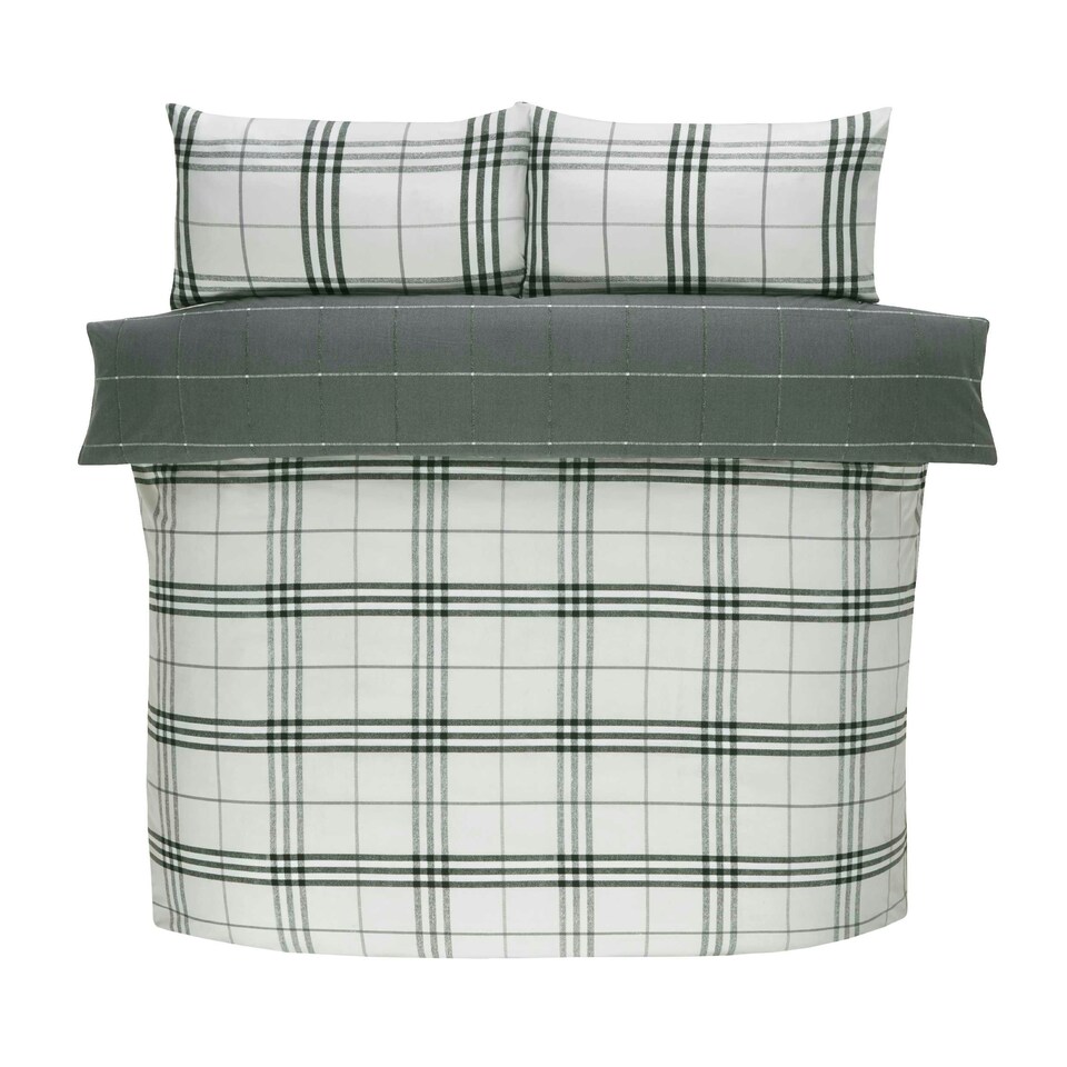 image 1 of Harris Check Polyester Duvet Cover Set with Pillowcase Blue | King