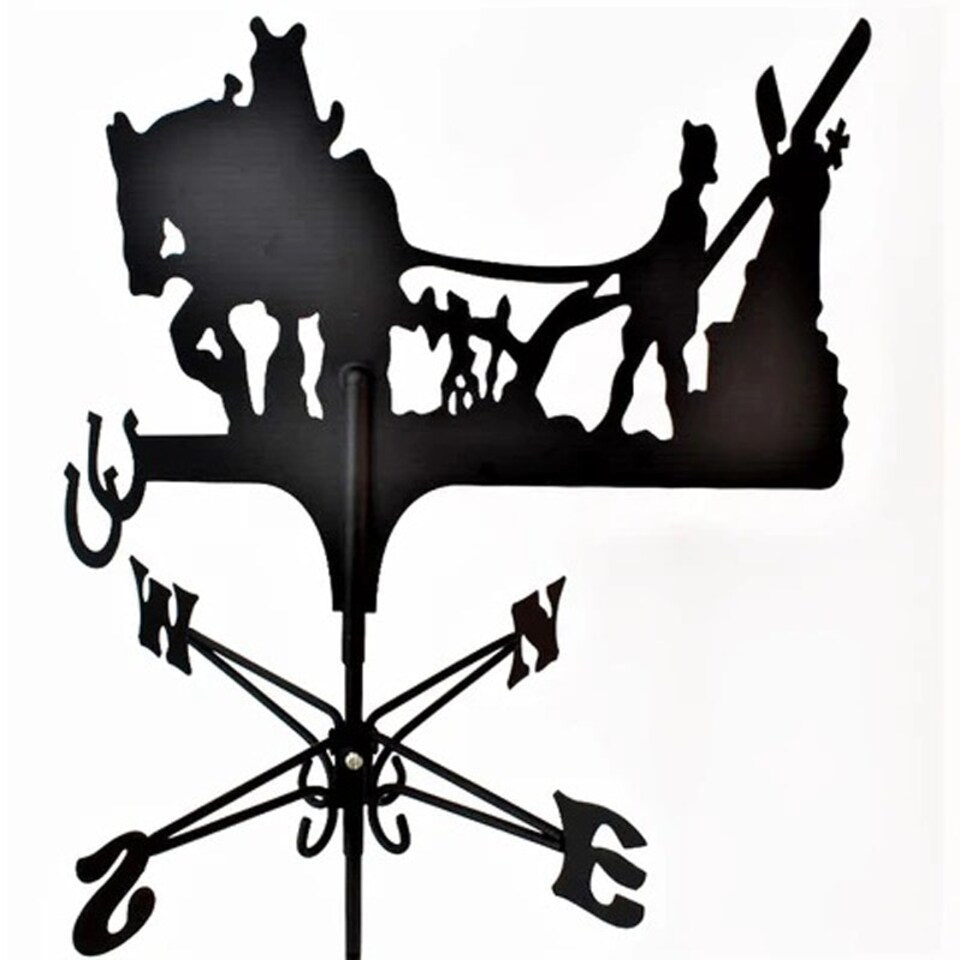 image 1 of Traditional Weathervane Ploughing Horse - Steel - L39 x W45 x H80 cm - Black