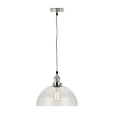 Antique Silver Metal and Clear Glass Dome Pendant Clear | Black | W30xD30xH120cm