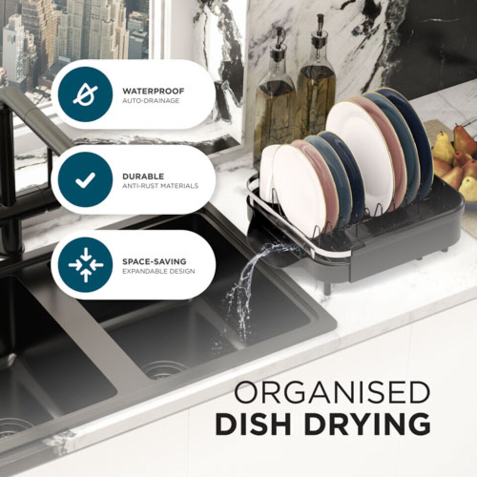 image 1 of DMD Expandable Dish Rack with Removable Cutlery Holder
