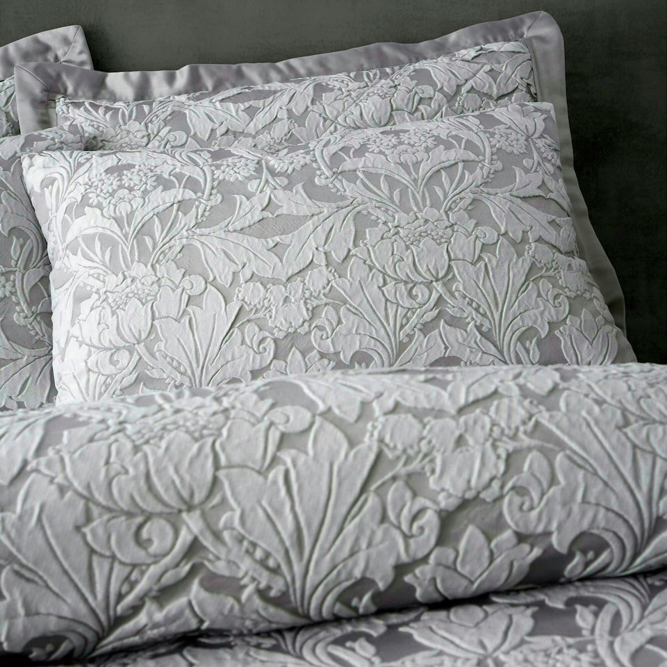 image 1 of Portfolio Home Blenheim Damask Jacquard Bedding Duvet Cover Set Grey | Super King