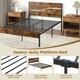 image 7 of COSTWAY Double Metal Bed Frame w/ Wooden Headboard
