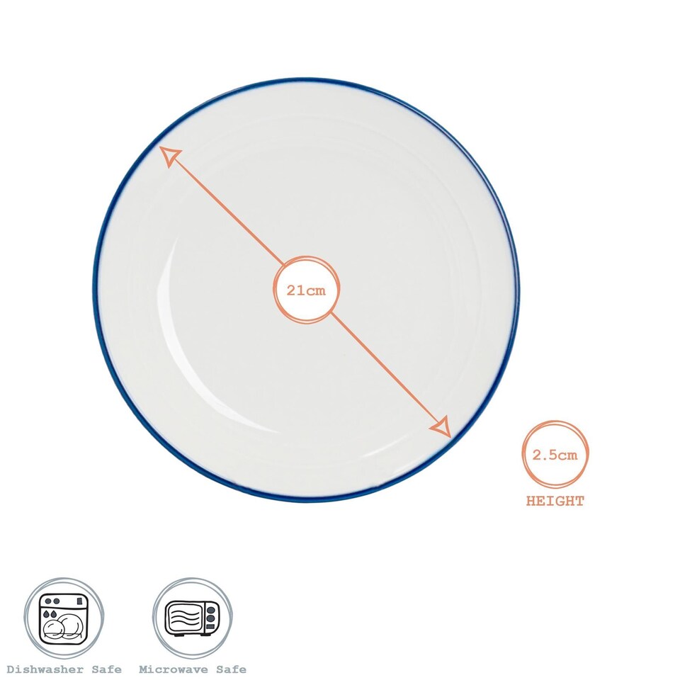 image 1 of Nicola Spring White Farmhouse Dessert Plates - 21cm - Pack of 6 | White | White