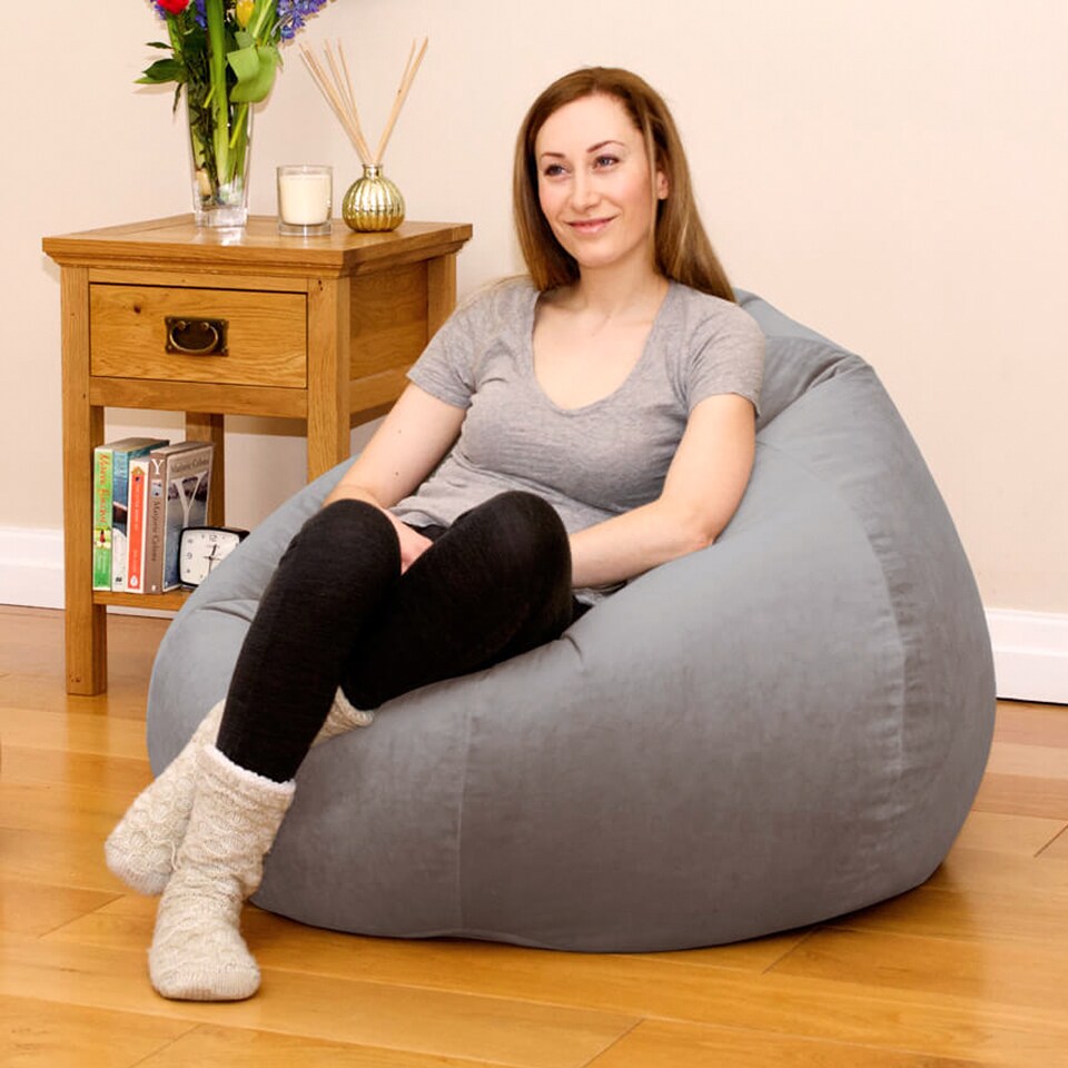 image 1 of rucomfy Indoor Adults Classic Slouchbag Bean Bag Chair - Velvet Seat