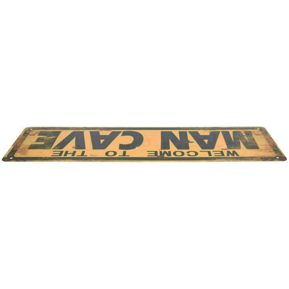 image 1 of Retro Hanging 'Welcome To Man Cave'Metal Sign PrePunched Holes 13x36cm