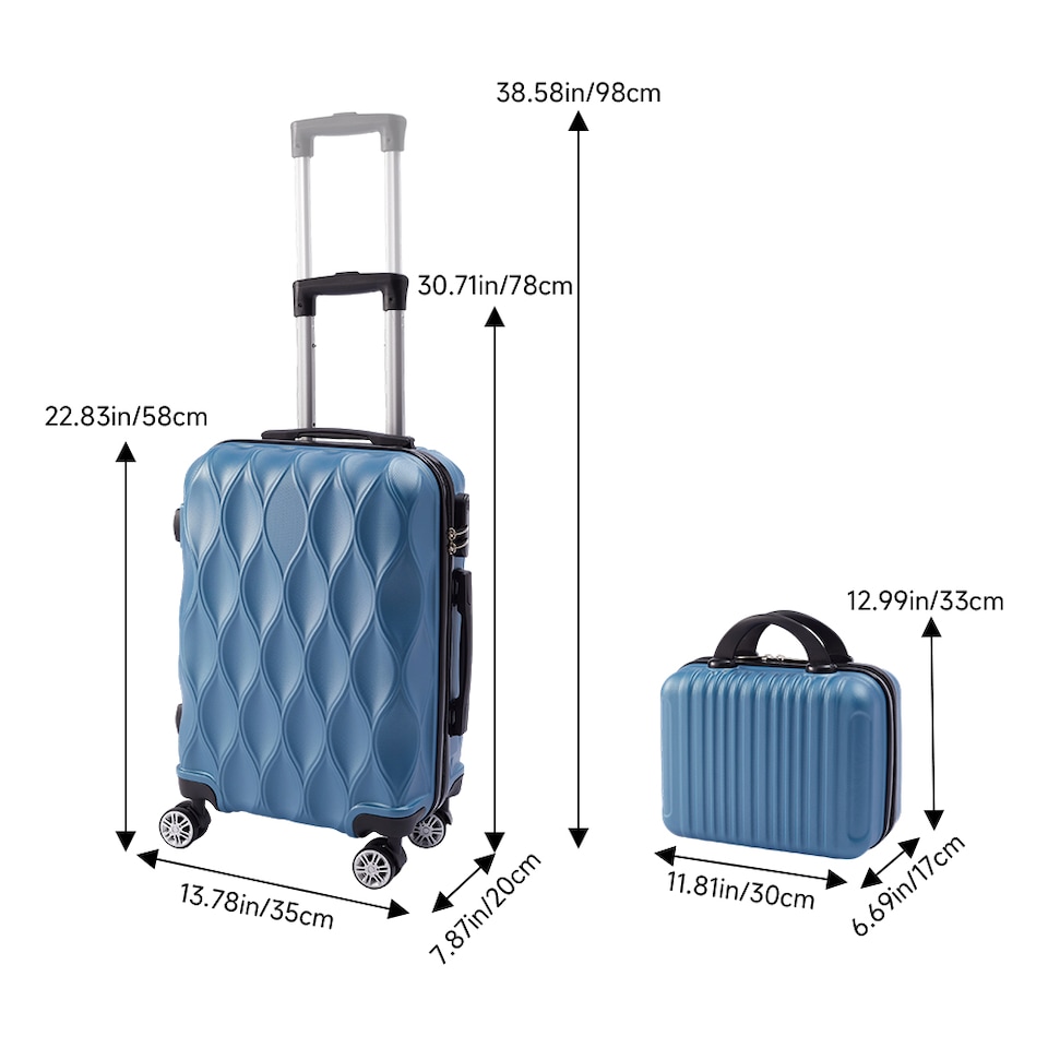 image 1 of Living and Home 2-Piece Hard Shell Suitcase Set - Blue 20" & 14"