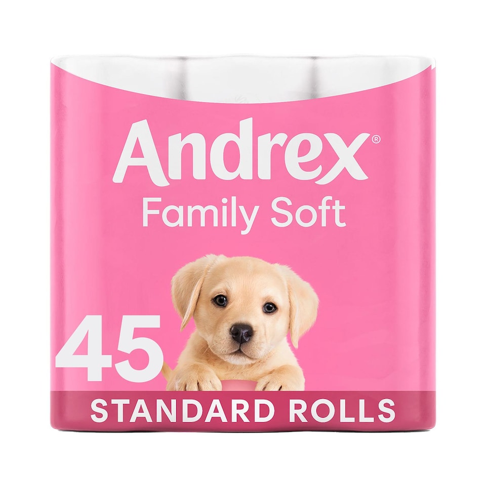 image 1 of Andrex Toilet Roll Gentle Clean Fragrance-Free 2 Ply Toilet Paper, 45 Rolls | White | 1 Pack | 1