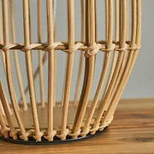 ValueLights Contemporary Natural Rattan Cylinder Table Lamp Base