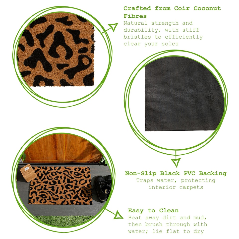 image 1 of Nicola Spring Coir Door Mat - 60 x 40cm - Leopard