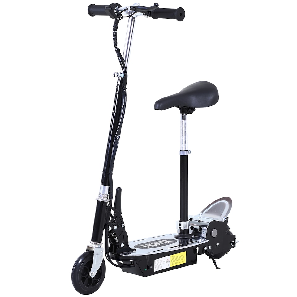 image 1 of HOMCOM Foldable Powered Scooter with Adjustable Seat, Brake | Black